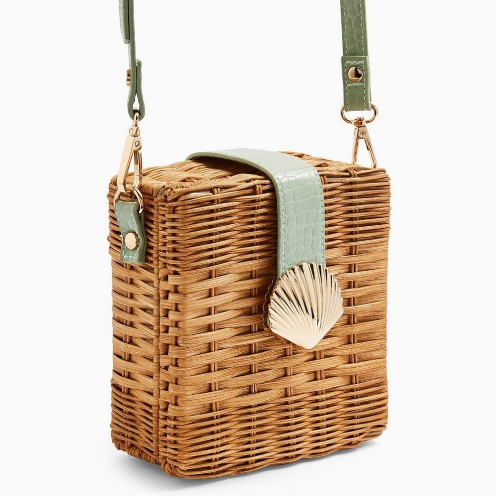 Topshop Shell Wicker Crossbody Bag NWT